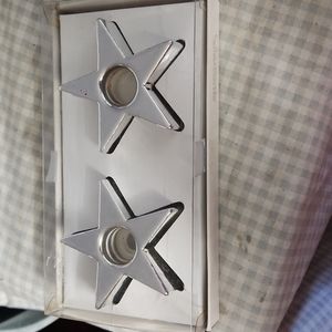 Dept 56 Silver Star Candle Holders 1 pair